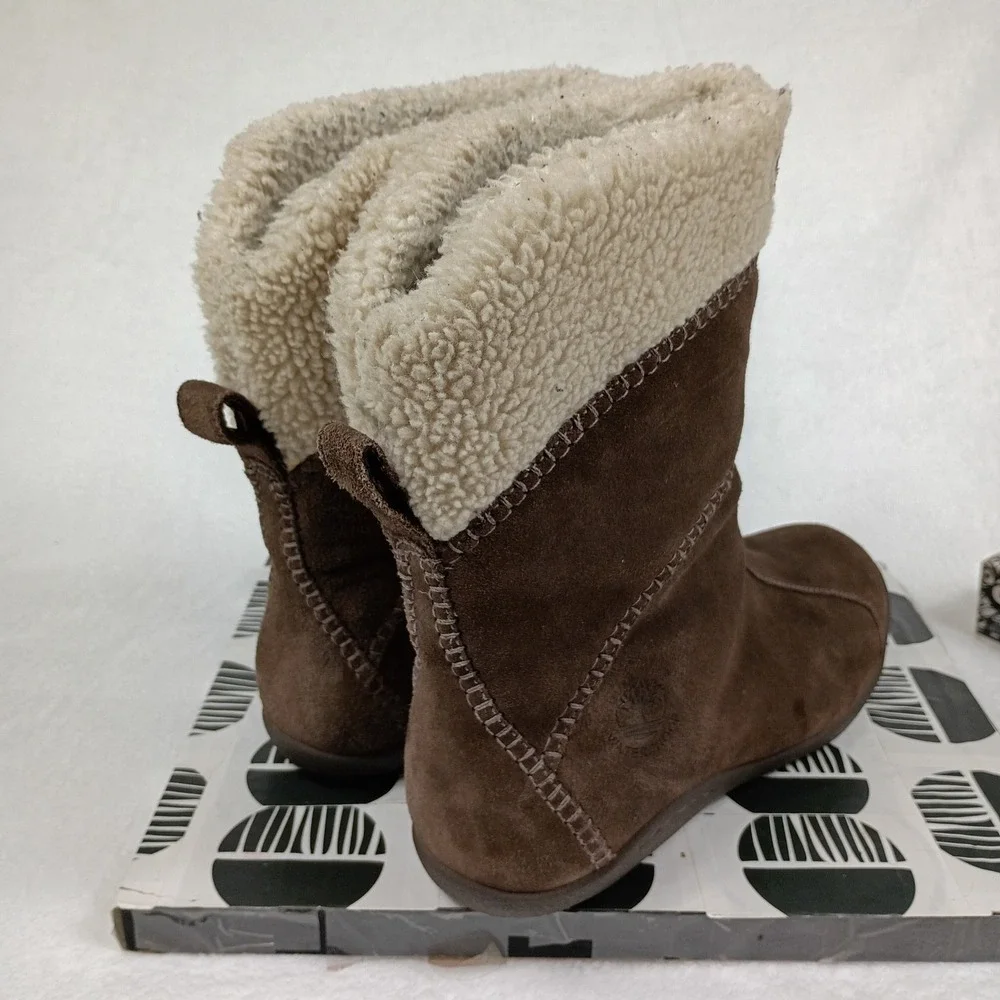 Timberland Waterproof Suede Faux Shearling Boots‎ Brown 17656 Womens 11M